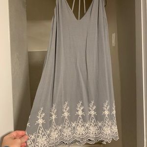 Gray embroidered mini dress